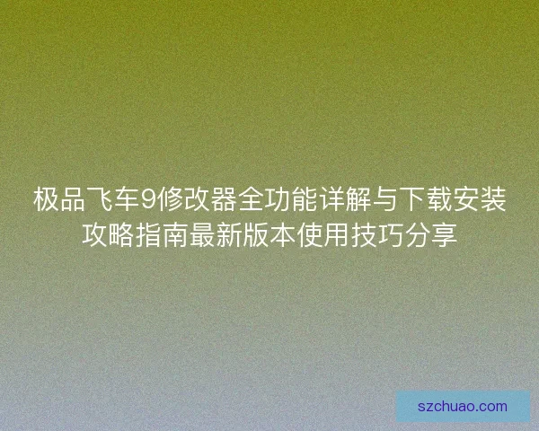 极品飞车9修改器全功能详解与下载安装攻略指南最新版本使用技巧分享